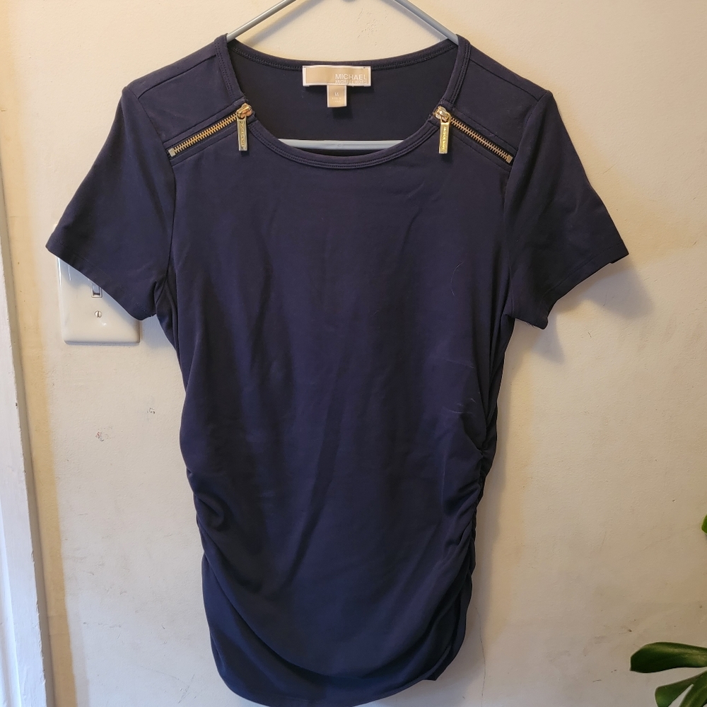 Michael Kors Navy Sinch Sides Shirt Size Medium